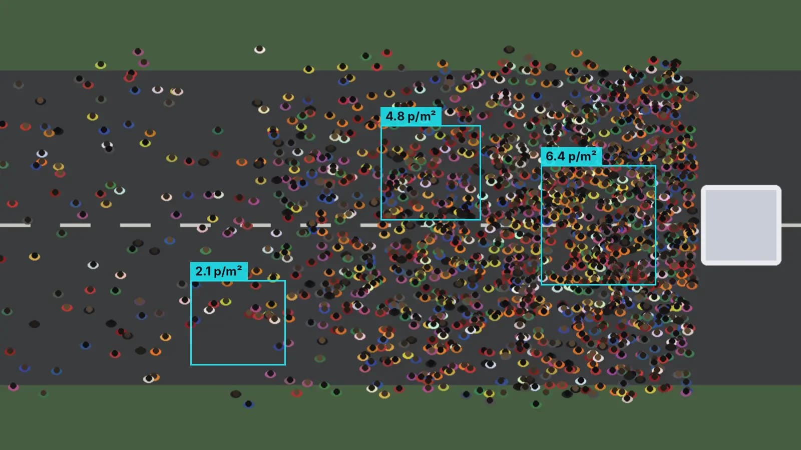 Dense crowd at a public gathering monitored by AI crowd detection